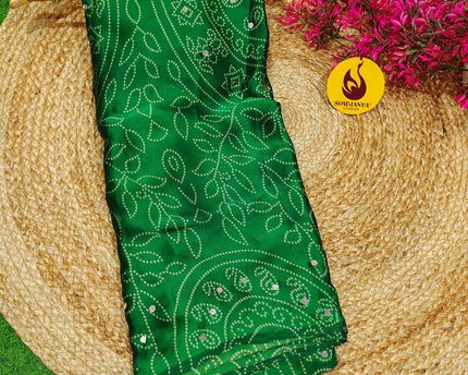 Premium Japan Satin Crape with Original Mirror Sarees - AJRAK7