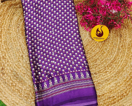 Premium Japan Satin Crape with Original Mirror Sarees - AJRAK17
