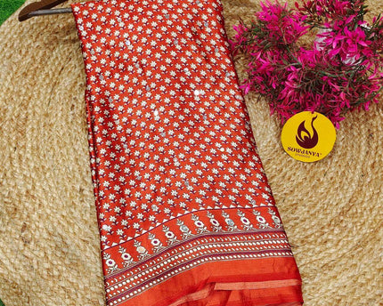 Premium Japan Satin Crape with Original Mirror Sarees - AJRAK16
