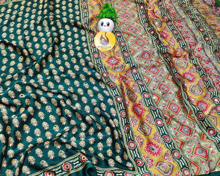 Premium Japan Satin Crape with Original Mirror Sarees - AJRAK24