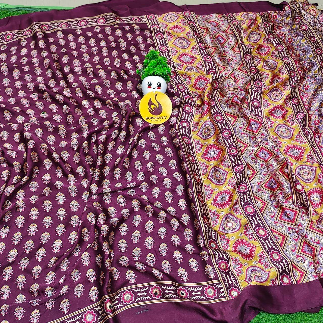 Japan Satin Crape Original Mirror Sarees20 - AJRAK