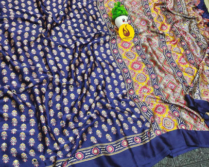 Premium Japan Satin Crape with Original Mirror Sarees - AJRAK23