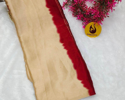 Premium Japan Satin Crape with Original Mirror Sarees - AJRAK10