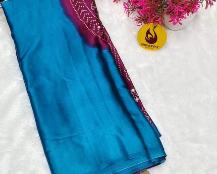 Premium Japan Satin Crape with Original Mirror Sarees - AJRAK14