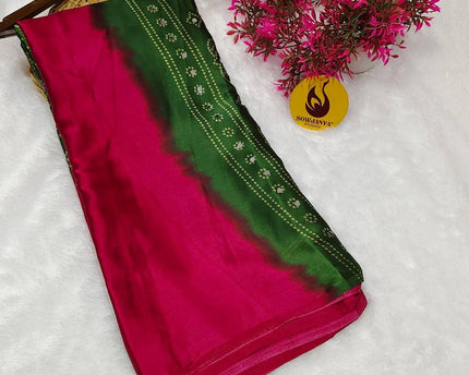 Premium Japan Satin Crape with Original Mirror Sarees - AJRAK11