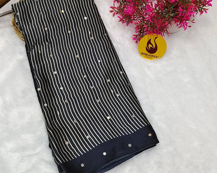 Premium Japan Satin Crape with Original Mirror Sarees - AJRAK28