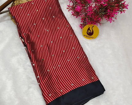 Premium Japan Satin Crape with Original Mirror Sarees - AJRAK25