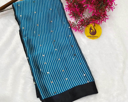 Premium Japan Satin Crape with Original Mirror Sarees - AJRAK26