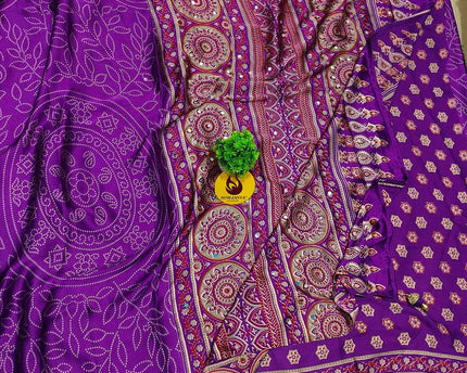 Premium Japan Satin Crape with Original Mirror Sarees - AJRAK30