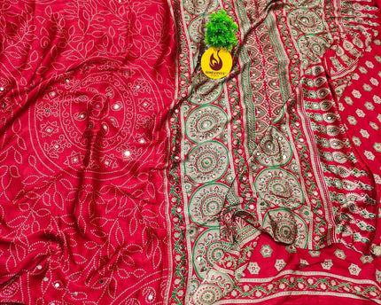 Premium Japan Satin Crape with Original Mirror Sarees - AJRAK29