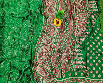 Premium Japan Satin Crape with Original Mirror Sarees - AJRAK33