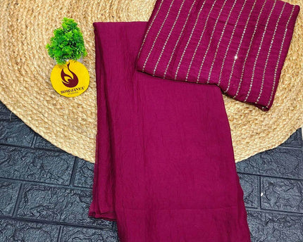 Premium Crush Saree with Bead Work Blouse - CRUSH01
