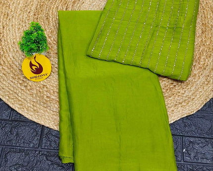 Premium Crush Saree with Bead Work Blouse - CRUSH03