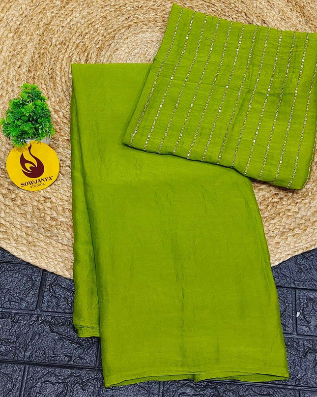 Premium Crush Saree with Bead Work Blouse - CRUSH03
