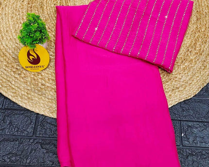 Premium Crush Saree with Bead Work Blouse - CRUSH02