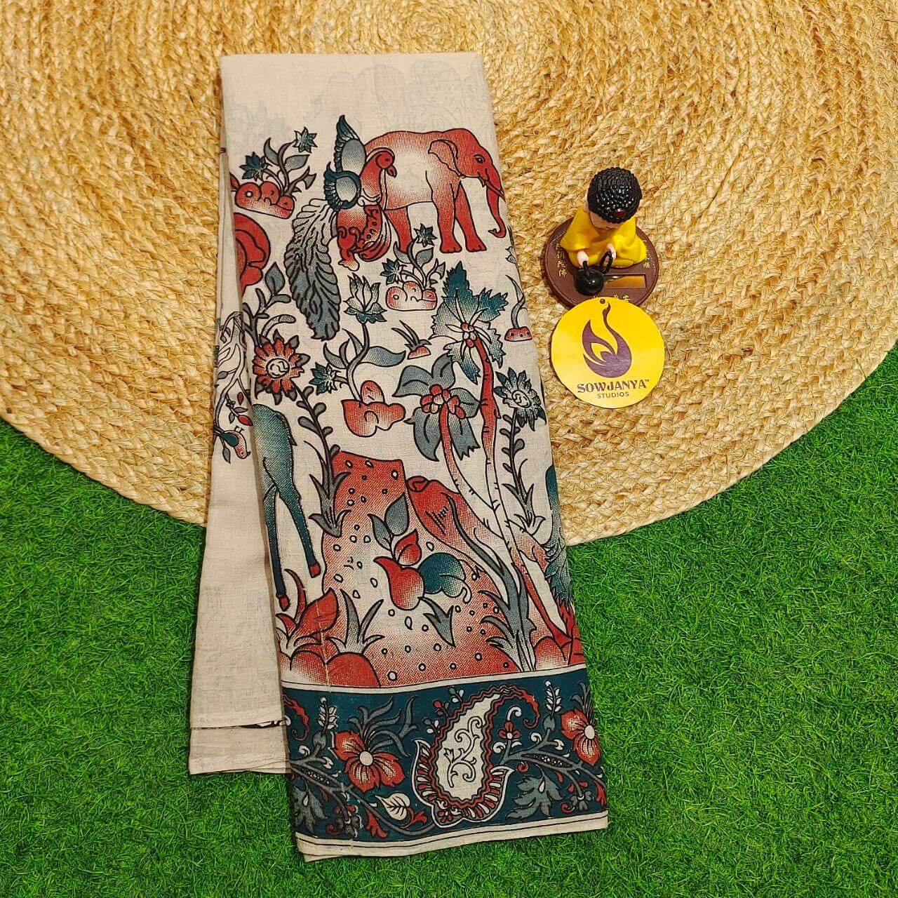 ORIGINAL PEDANA KALAMKARI Cotton Sarees (34)- BOMMA