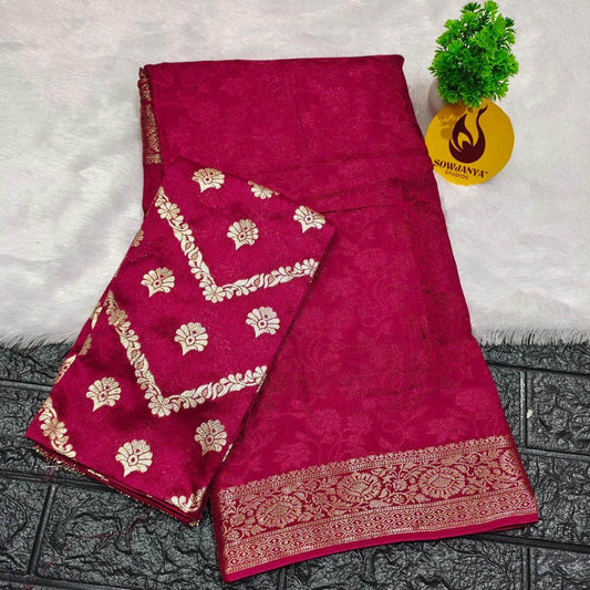 Premium Viscose Embose Saree(wine)- SSEMB