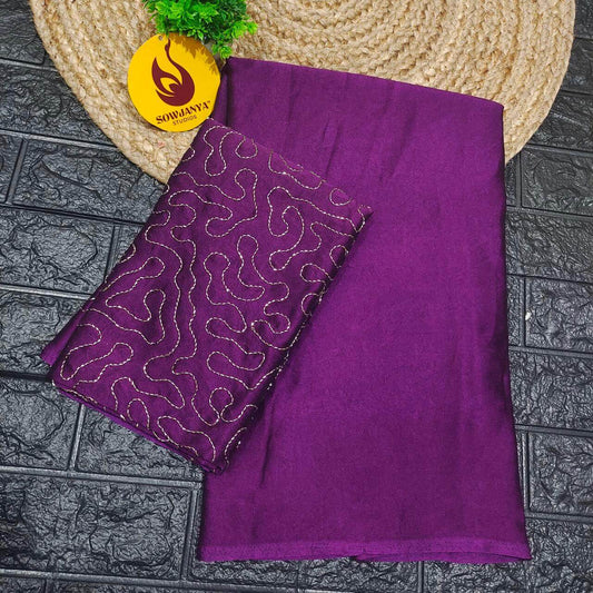 Rangoli Crush with Beads Work Blouse(purple) - CRUSH