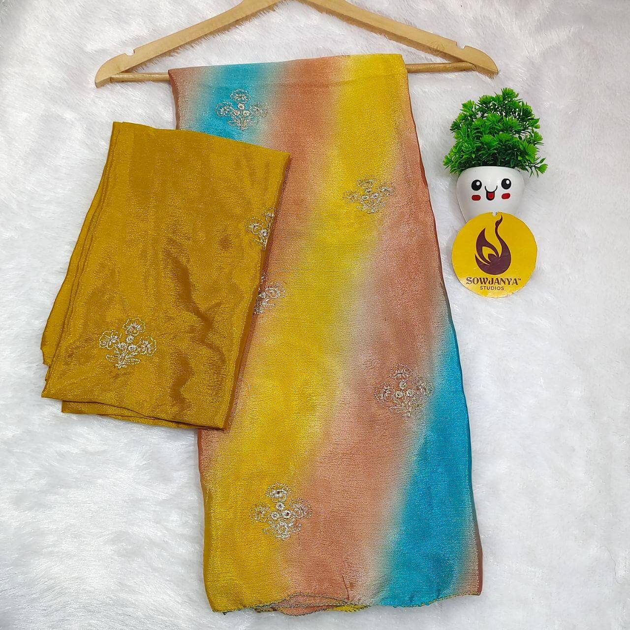 Premium Chinon Sarees- FLASH