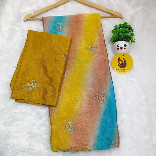 Premium Chinon Sarees- FLASH