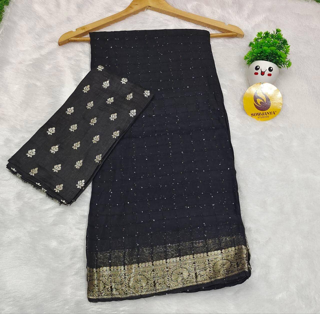 Premium Viscose Georgette Sequence Saree- SSSQU