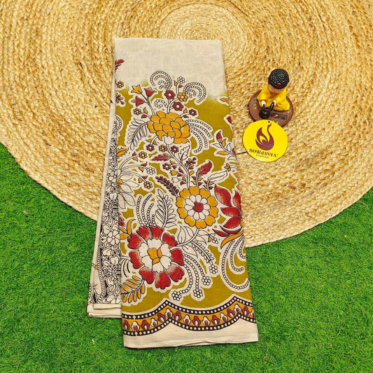 ORIGINAL PEDANA KALAMKARI Cotton Sarees (46)- BOMMA