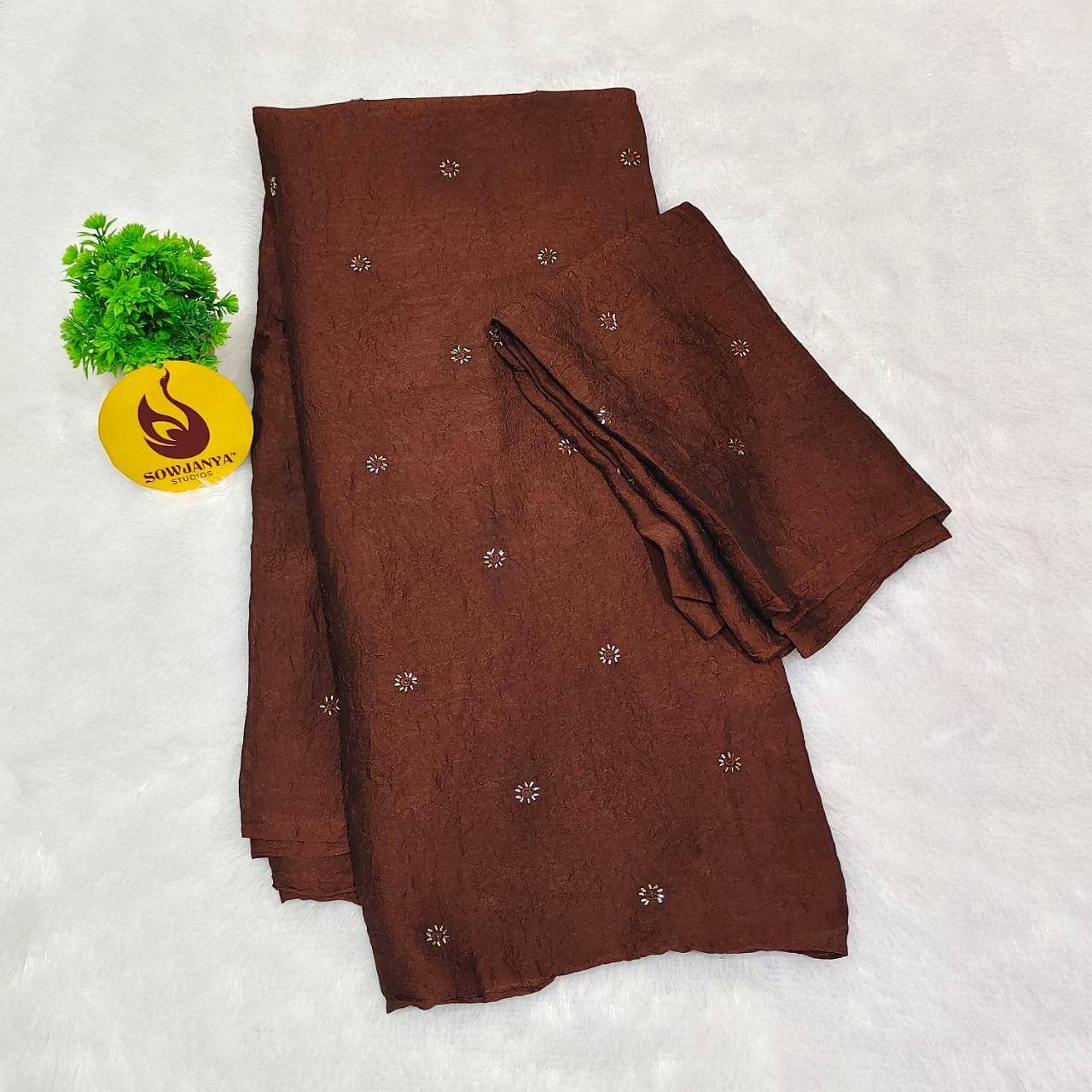 Premium Crush with Beads Work  - CHOCO