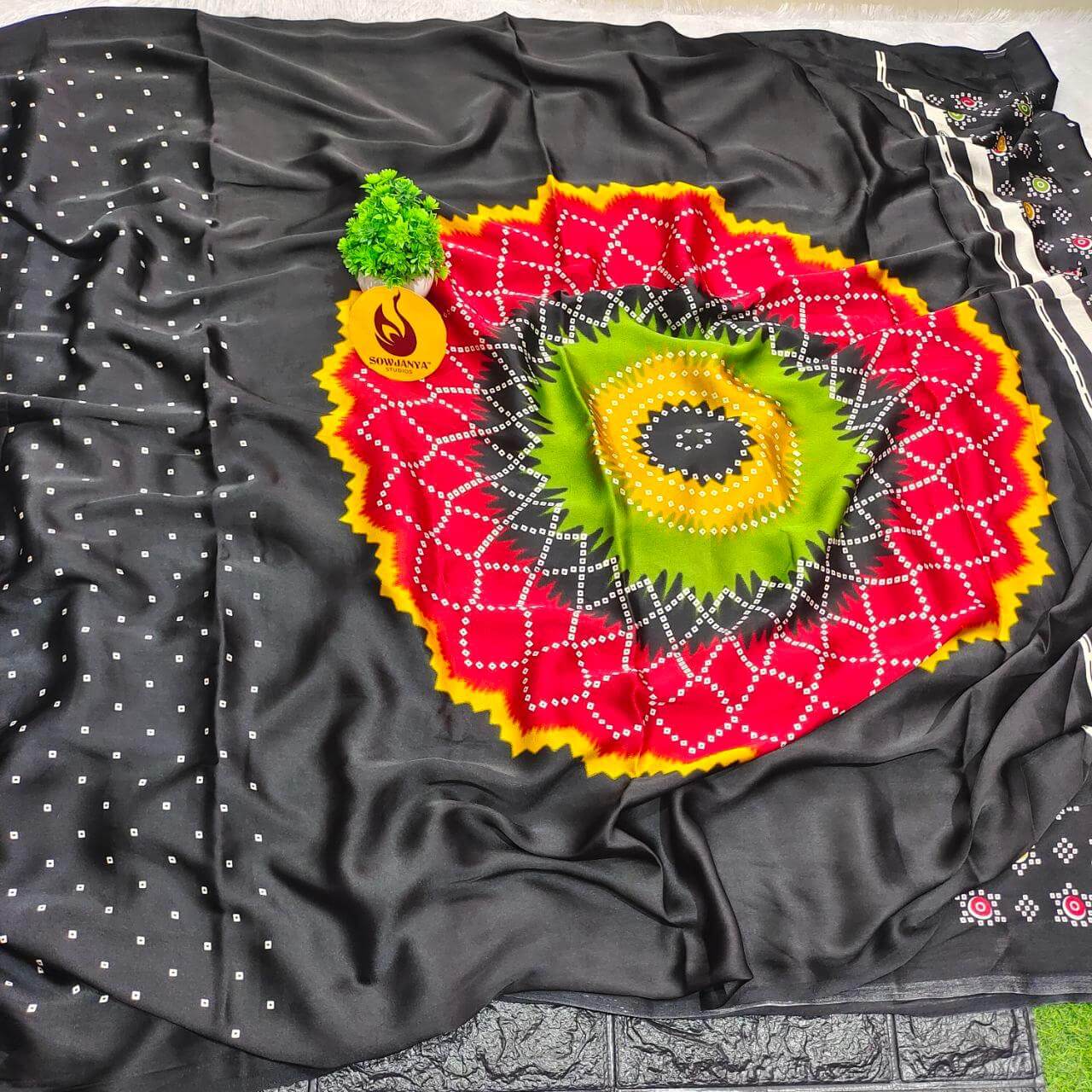 Heavy Japan Satin Crape Saree(90)Black- SSJPS