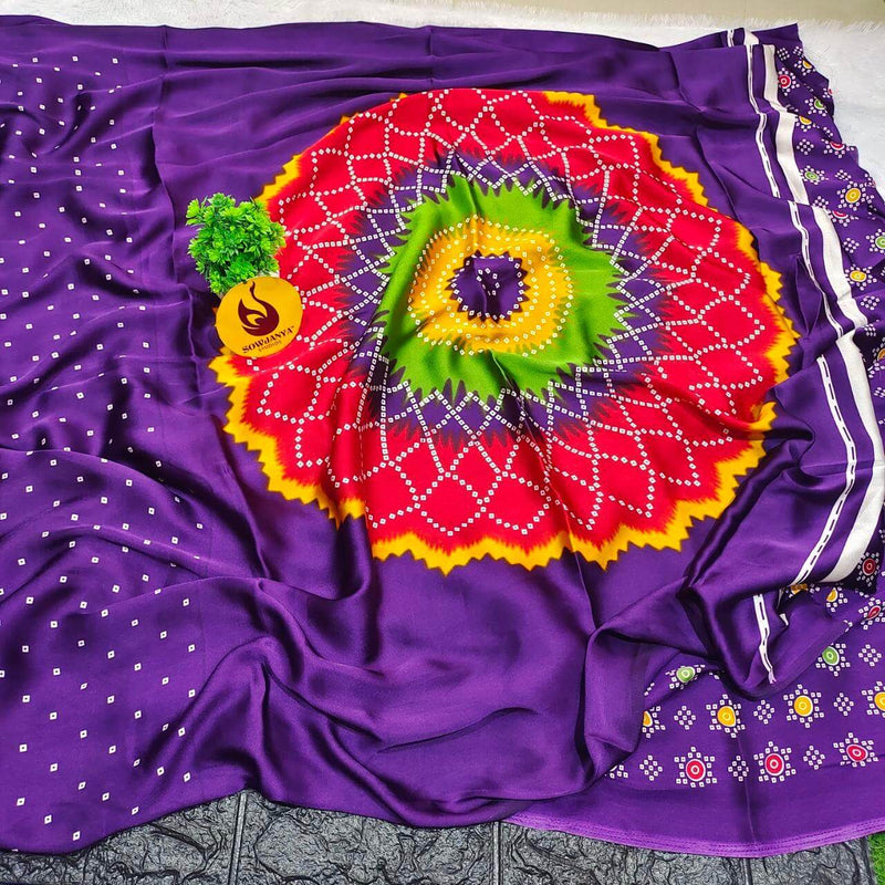Heavy Japan Satin Crape Saree(86)violet- SSJPS