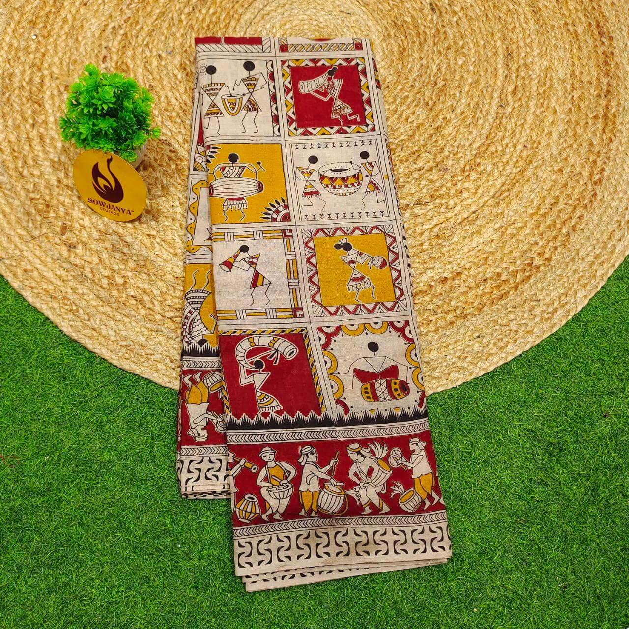 ORIGINAL PEDANA KALAMKARI Cotton Sarees (75)- BOMMA