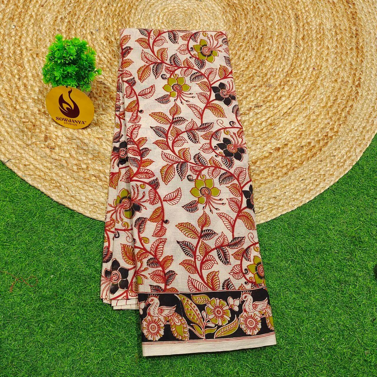 ORIGINAL PEDANA KALAMKARI Cotton Sarees (77)- BOMMA