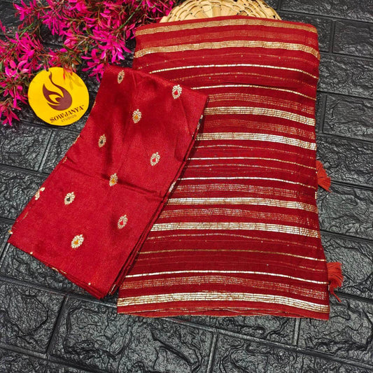 Premium Viscose Georgette sequence work Saree (brown)- YEAR