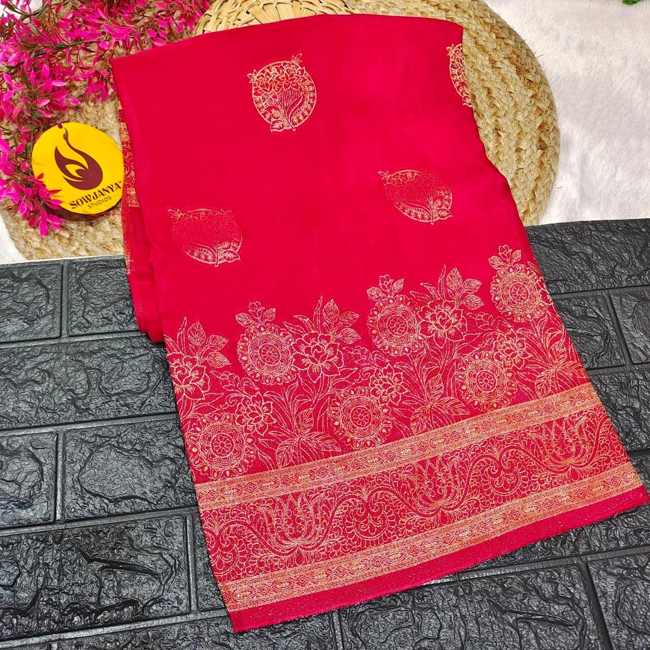 PURE BANARAS H-HO SILK(redishpink shade) -  BOOM