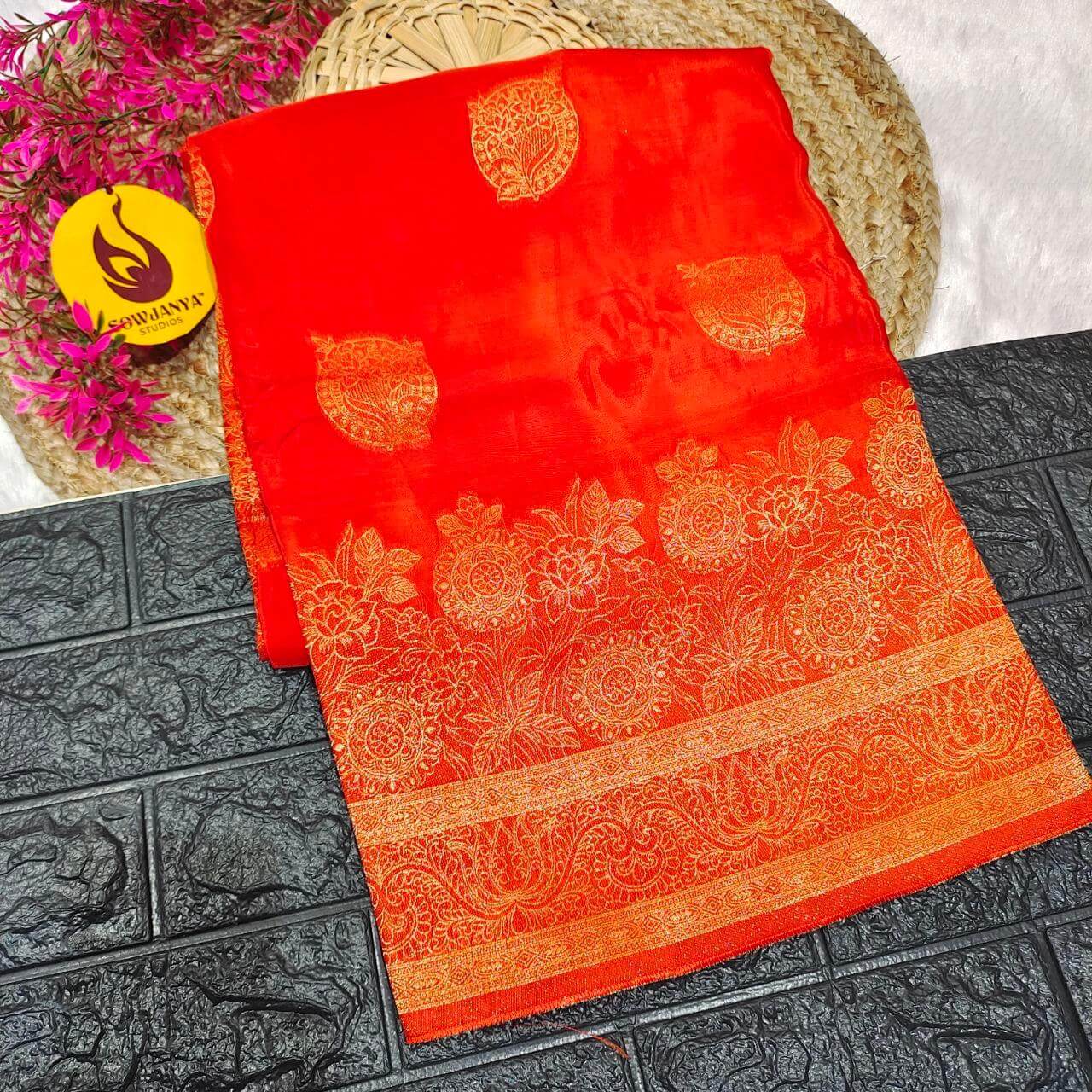 PURE BANARAS H-HO SILK(orange) -  BOOM
