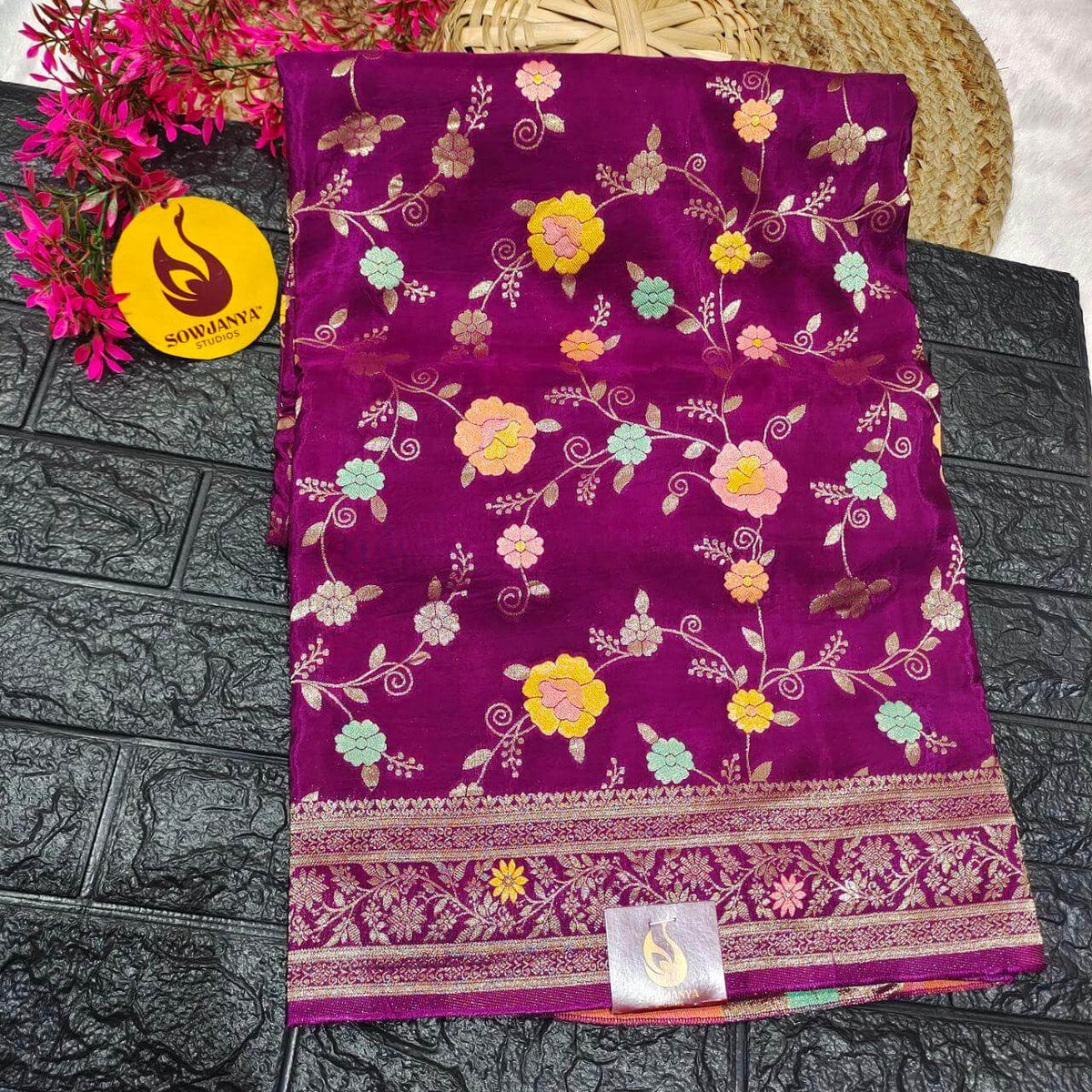 PURE BANARAS MEENA H-HO SILK(purple)-  BOOM