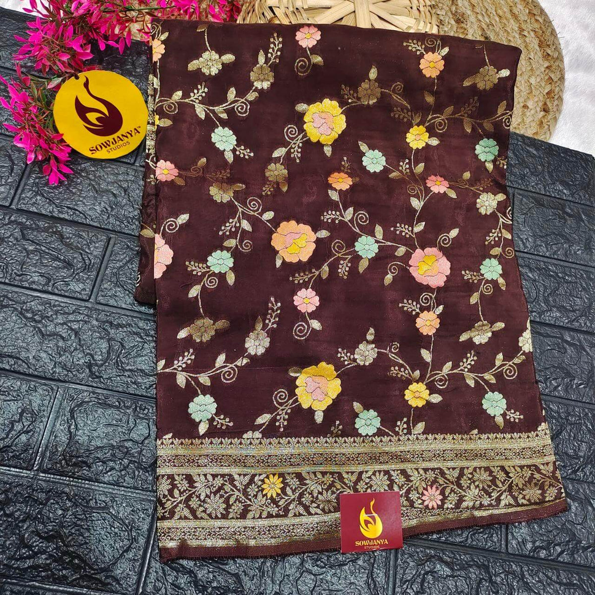 PURE BANARAS MEENA H-HO SILK(coffee brown) -  BOOM