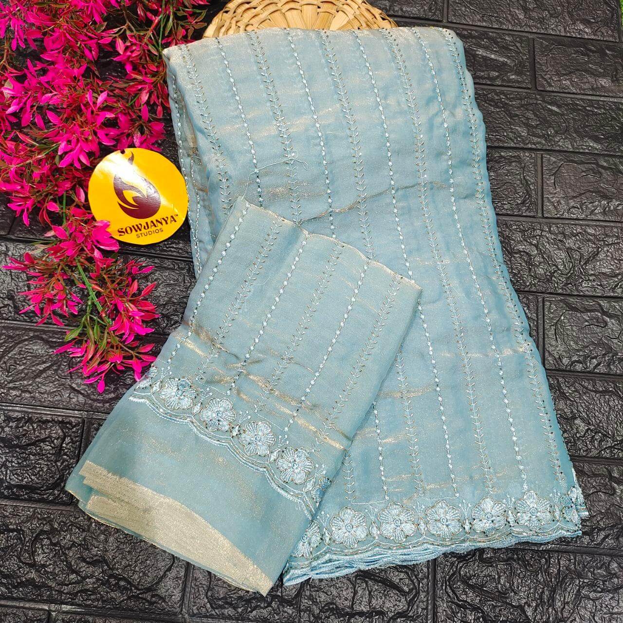 Premium Space Silk Heavy Bead Work Sarees-  BEADS