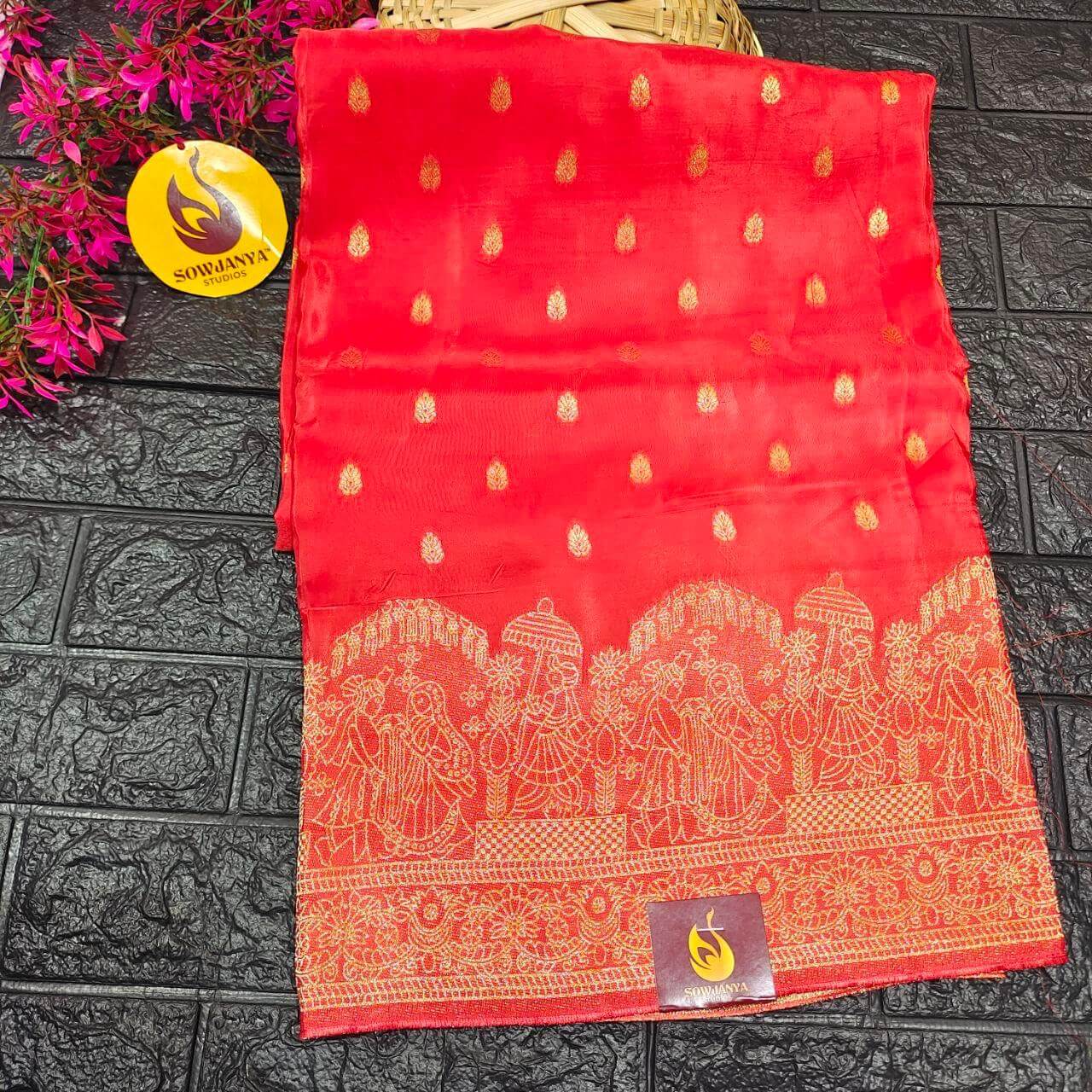 PURE BANARAS H-HO SILK (peach)-  BOOM