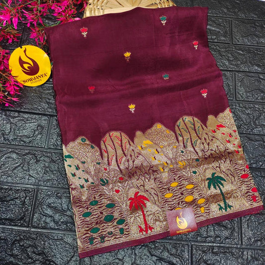 PURE BANARAS H-HO SILK(brownish wine shade) -  BOOM