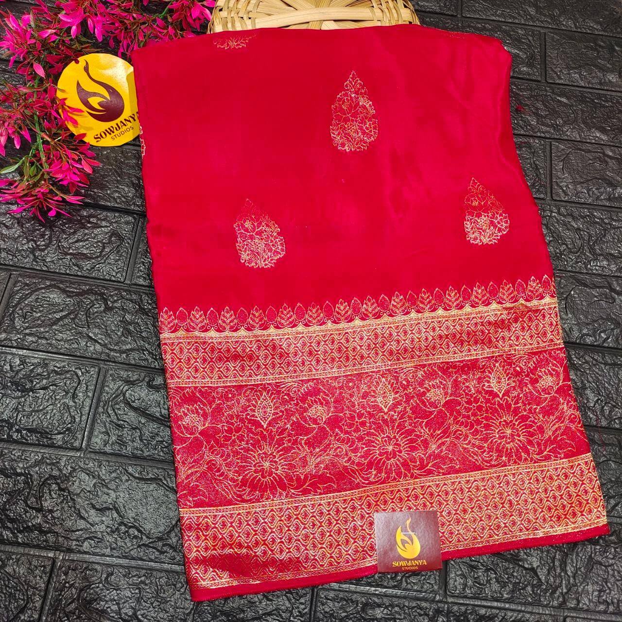 PURE BANARAS H-HO SILK(redish pink) -  BOOM