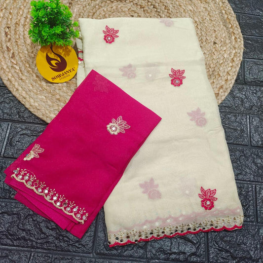 Premium Quality Shimmer Georgette Sarees - FLASH6
