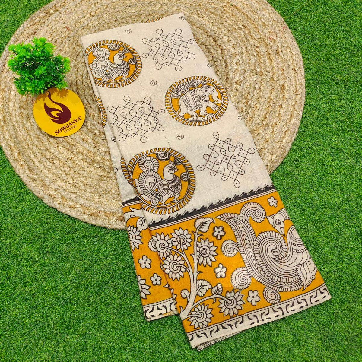 ORIGINAL PEDANA KALAMKARI Cotton Sarees (89)- BOMMA