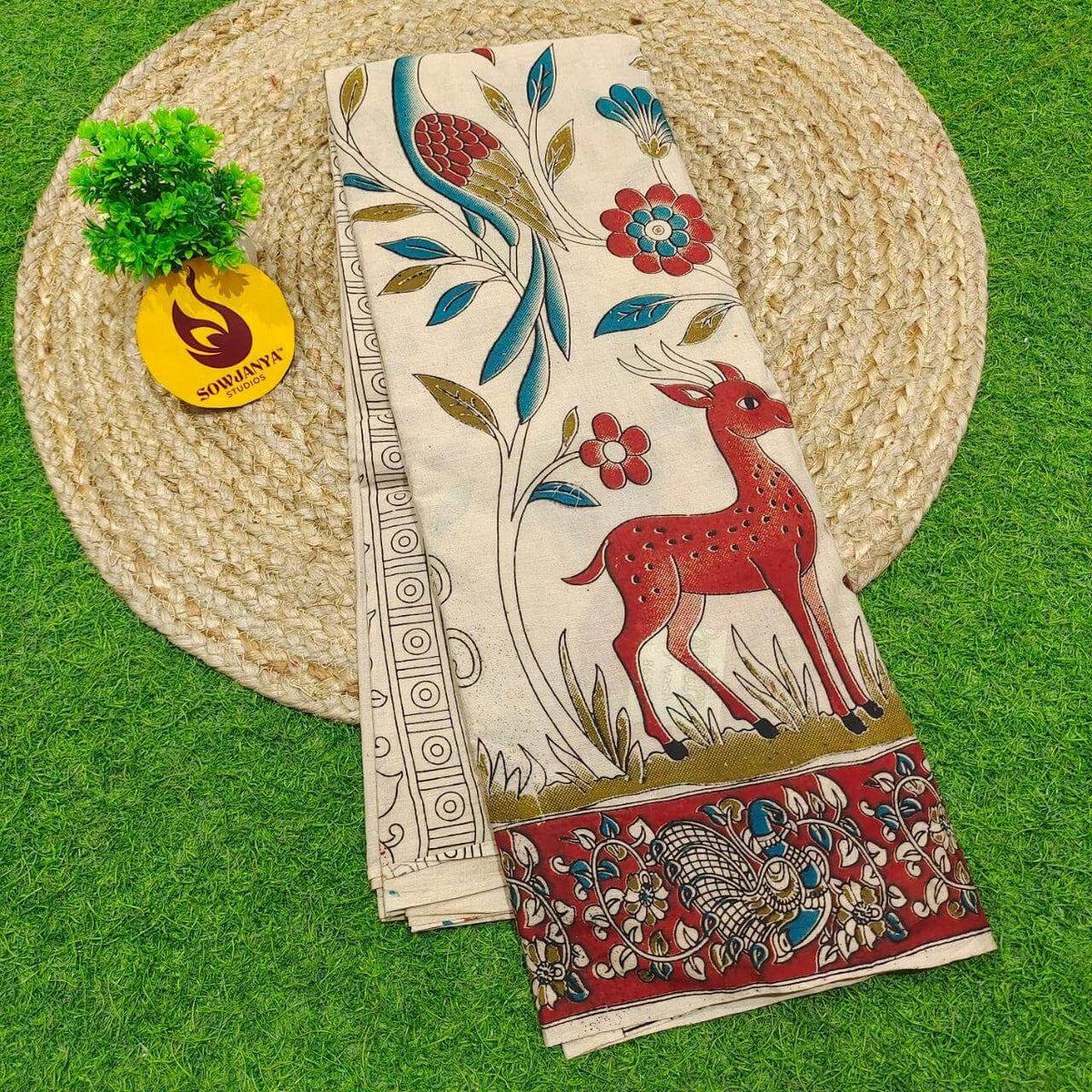 ORIGINAL PEDANA KALAMKARI Cotton Sarees (94)- BOMMA
