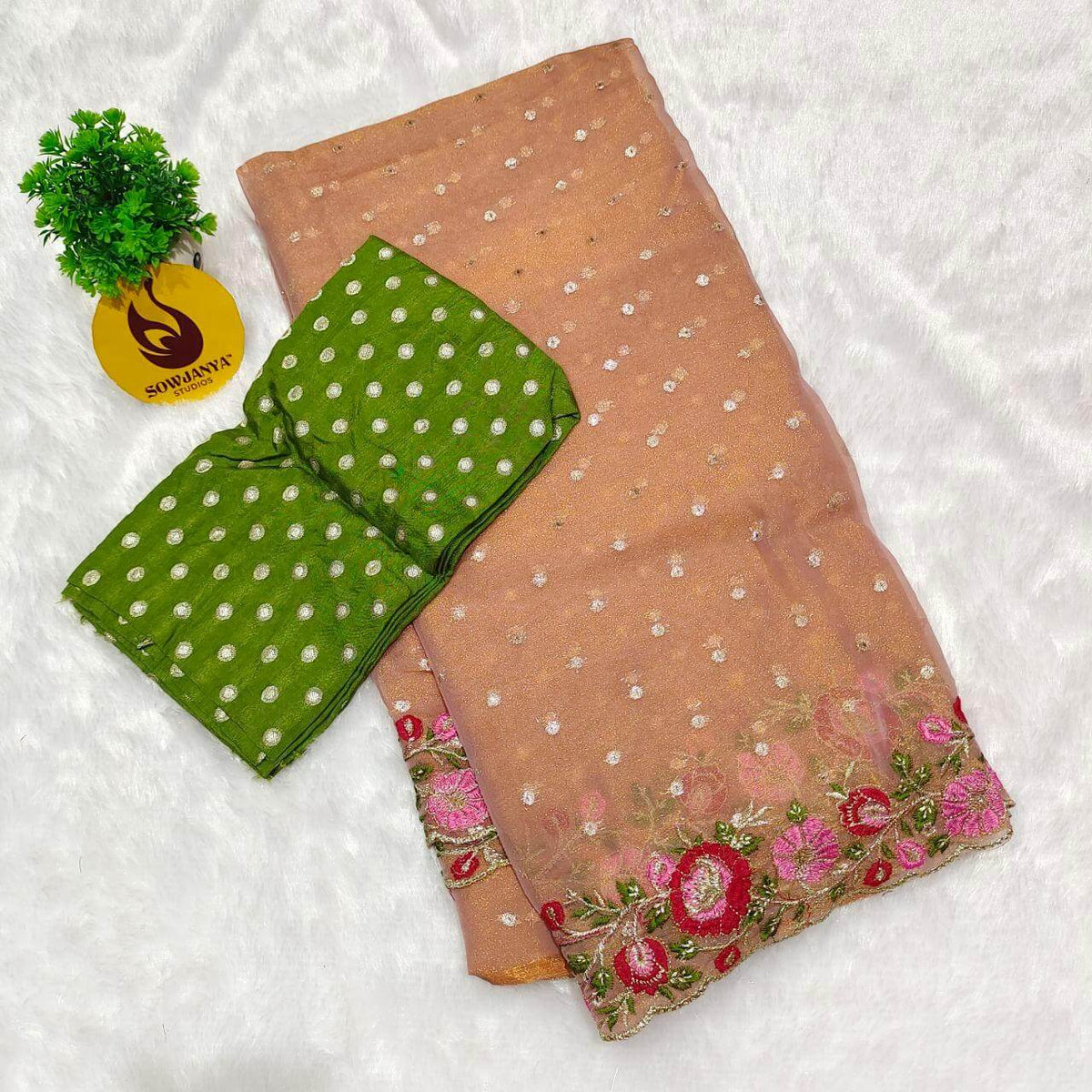 Designer Shimmer Georgette Butti  with  Emboridery  Sarees - SSFLW