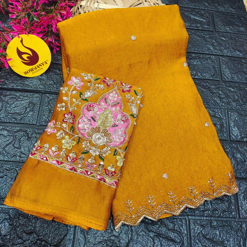 Rangoli Crush Saree With Heavy Beads Work Design - SPARK