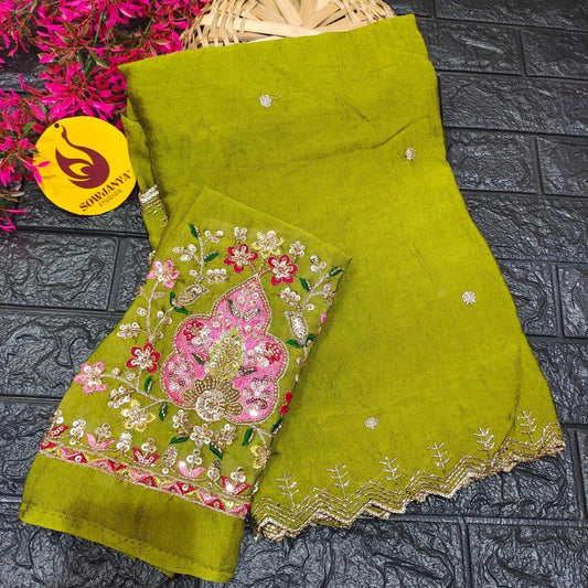 Rangoli Crush Saree With Heavy Beads Work Design - SPARK