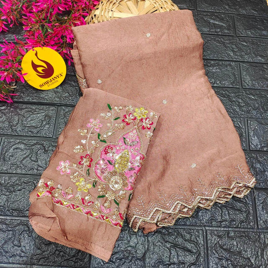 Rangoli Crush Saree With Heavy Beads Work Design - SPARK