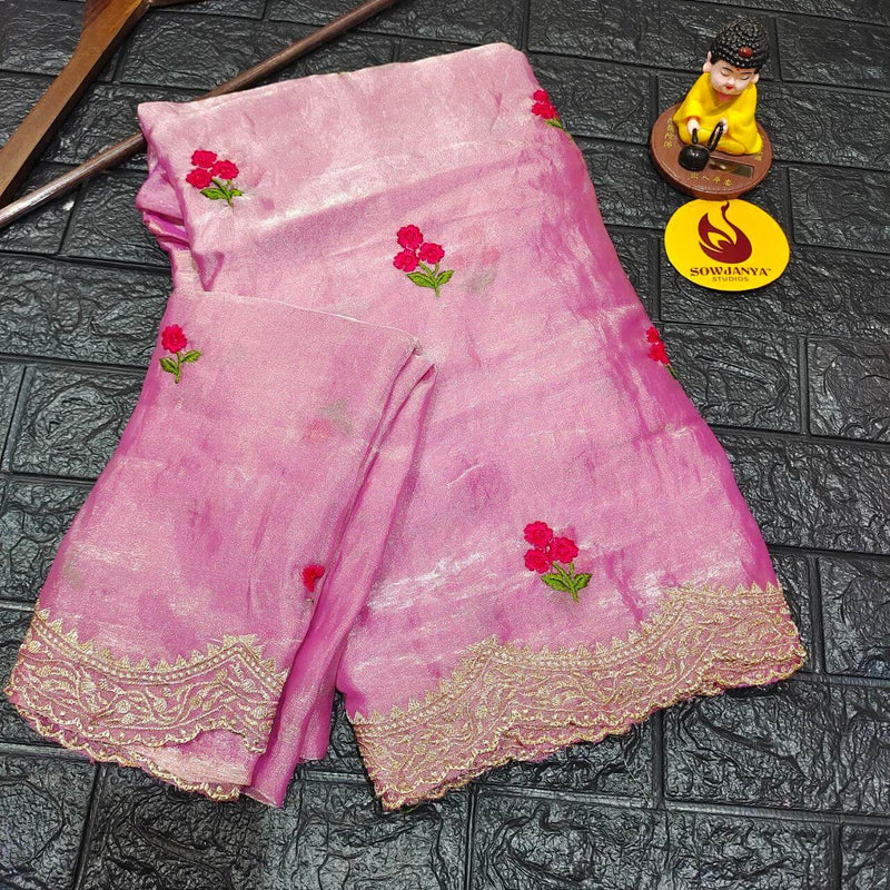 Designer Space Silk Sarees (PINK) -  SSBUD