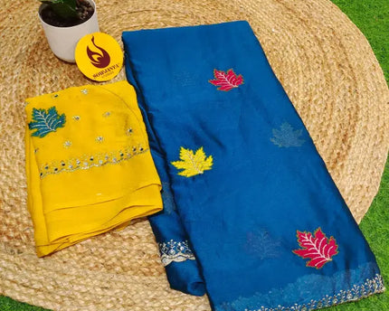 Designer Embroidery Saree With Mirror Real Work - MIRROR1
