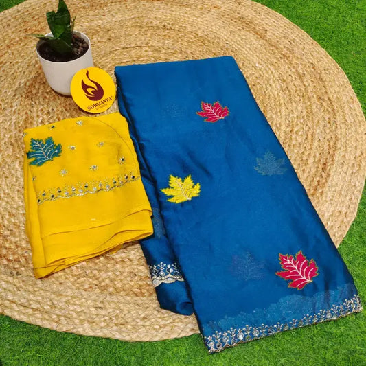 Designer Embroidery Saree With Mirror Real Work - MIRROR1